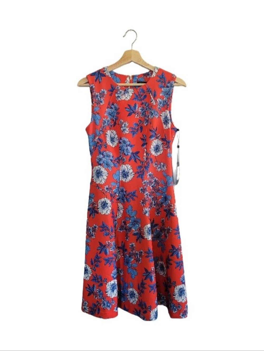 NWT Tommy Hilfiger Floral Fit & Flare Midi Dress Sz 4 Red/Blue/White Wedding